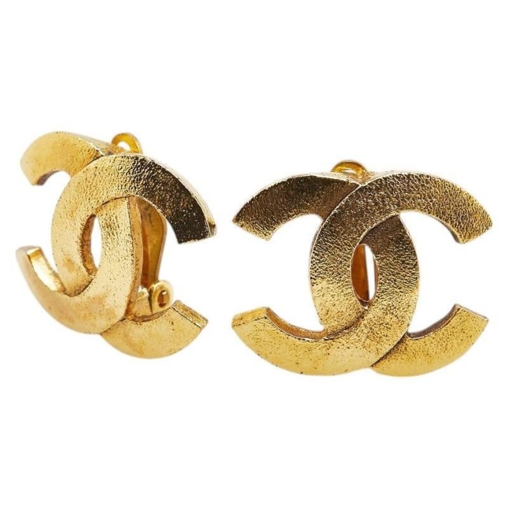Chanel CC Logo Gold Plated Earrings